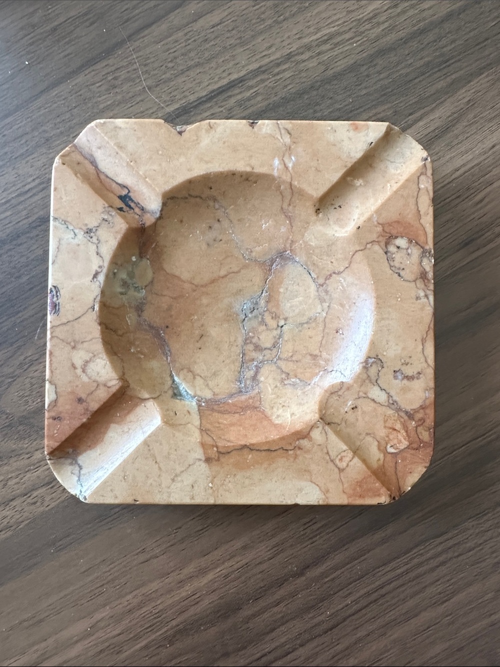 Marble Square Ashtray in Warm Tan Tones